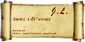 Janki Líviusz névjegykártya